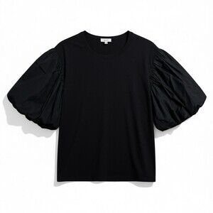 ALC Cassandra Black Crew Neck Top Puff Sleeve Cotton size medium